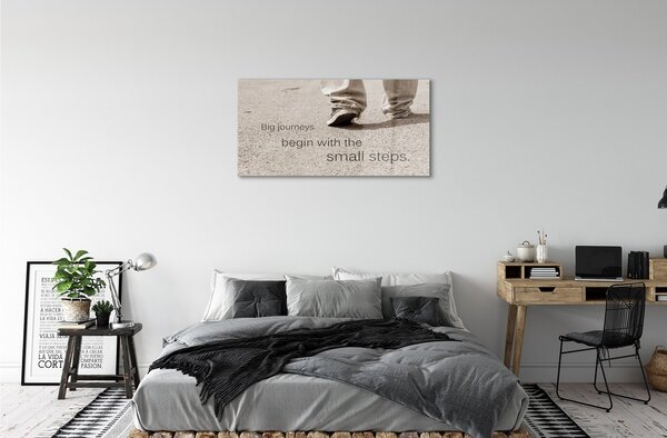 Quadro in vetro Scarpe iscrizione in cemento 100x50 cm 2 appendini