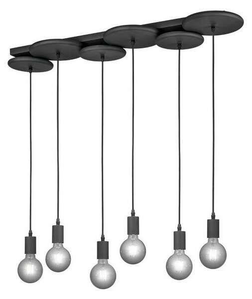 Trio - Lampadario su corda DISCUS 6xE27/28W/230V nero