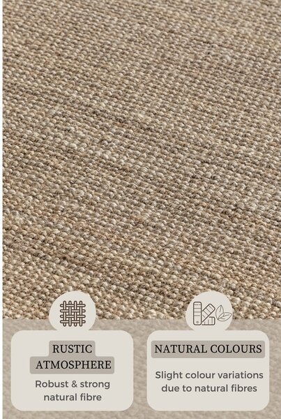 Tappeto grigio tortora in iuta 60x90 cm Bouclé – Hanse Home