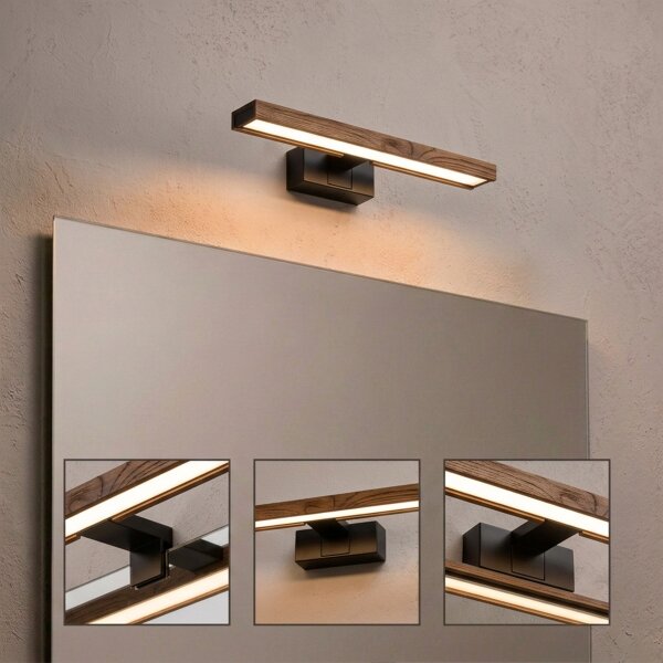 Brilagi-LED Illuminazione per specchio da bagno WOODY MIRROR 3 in 1 LED/8W/230V 40 cm IP44 nero/rovere