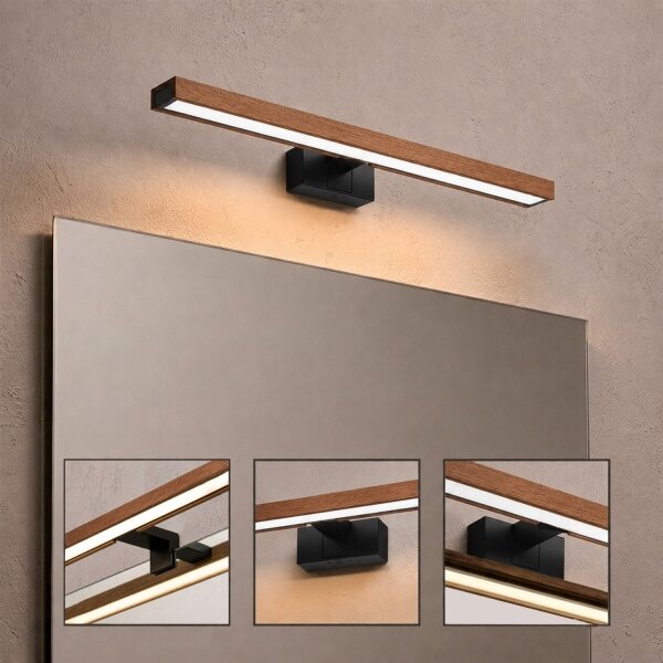 Brilagi-LED Illuminazione per specchio da bagno WOODY MIRROR 3 in 1 LED/12W/230V 60 cm IP44 nero/rovere