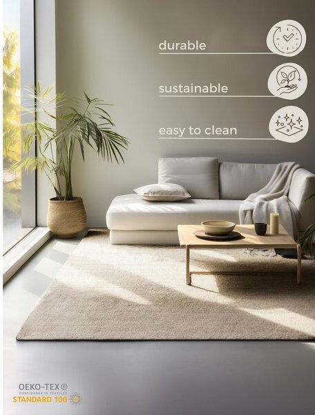 Tappeto color crema in iuta 80x150 cm Bouclé – Hanse Home