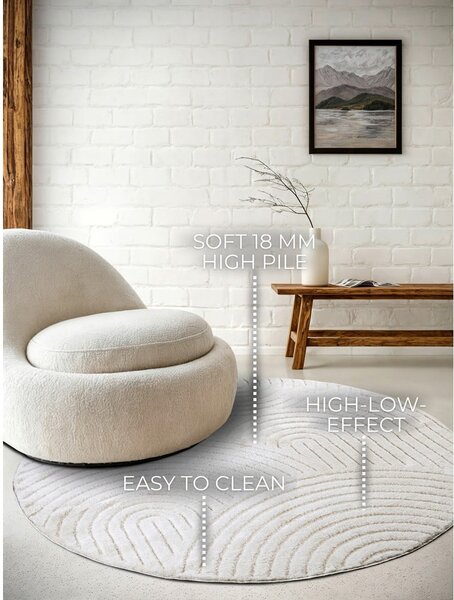 Tappeto rotondo bianco ø 160 cm Panglao New York White – Elle Decoration