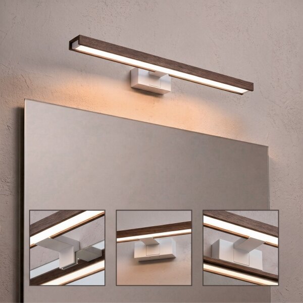 Brilagi-LED Illuminazione per specchio da bagno WOODY MIRROR 3 in 1 LED/12W/230V 60 cm IP44 bianco/rovere