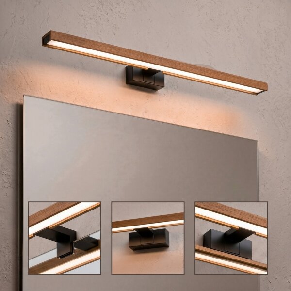 Brilagi-LED Illuminazione per specchio da bagno WOODY MIRROR 3 in 1 LED/15 W/230 V 80 cm IP44 nero/rovere