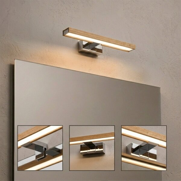 Brilagi-LED Illuminazione per specchio da bagno WOODY MIRROR 3 in 1 LED/8W/230V 40 cm IP44 cromo/rovere