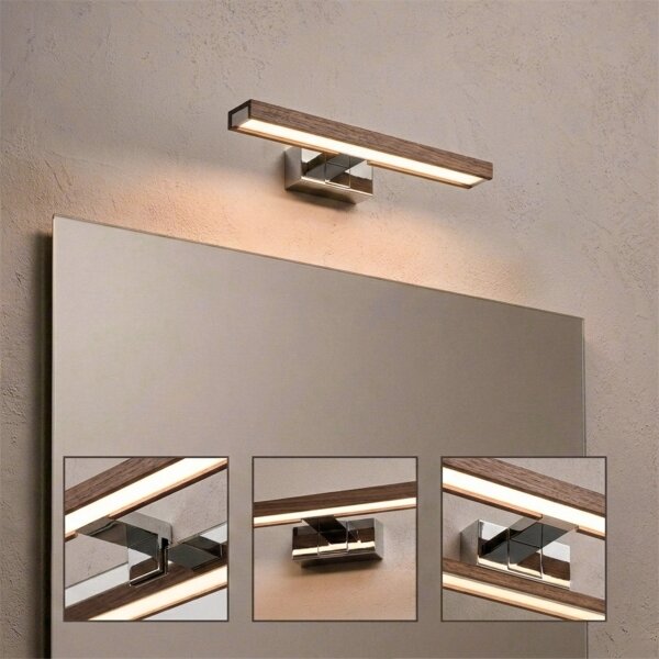 Brilagi-LED Illuminazione per specchio da bagno WOODY MIRROR 3v1 LED/8W/230V IP44 cromo/rovere/noce