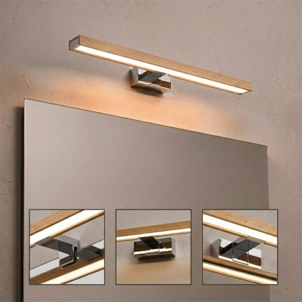 Brilagi-LED Illuminazione per specchio da bagno WOODY MIRROR 3 in 1 LED/12W/230V 60 cm IP44 cromo/rovere