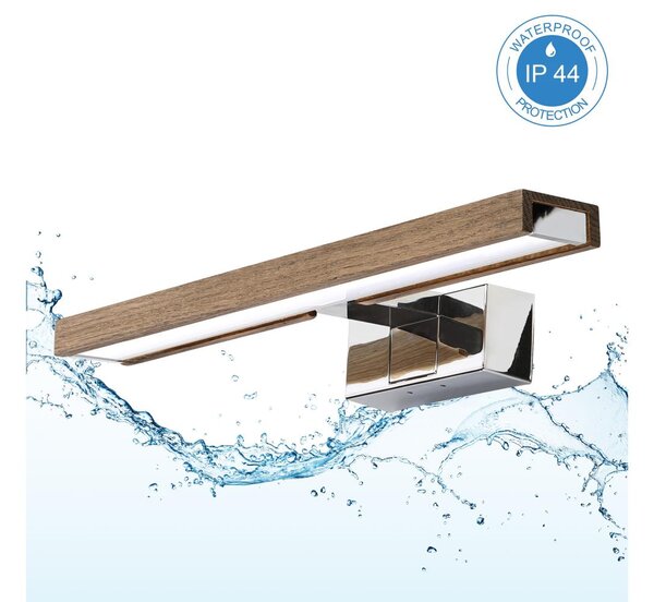 Brilagi-LED Illuminazione per specchio da bagno WOODY MIRROR 3v1 LED/8W/230V IP44 cromo/rovere/noce