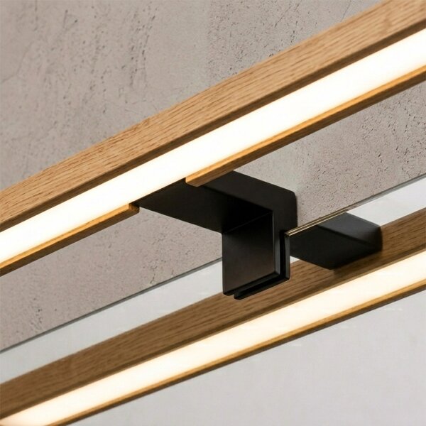 Brilagi - Illuminazione LED per specchio da bagno 3 in 1 WOODY MIRROR LED/12W/230V IP44 nero/rovere