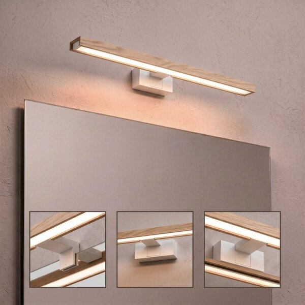 Brilagi - Illuminazione LED 3 in 1 per specchio da bagno WOODY MIRROR LED/12W/230V IP44 bianco/rovere