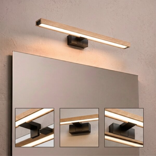Brilagi - Illuminazione LED per specchio da bagno 3 in 1 WOODY MIRROR LED/12W/230V IP44 nero/rovere