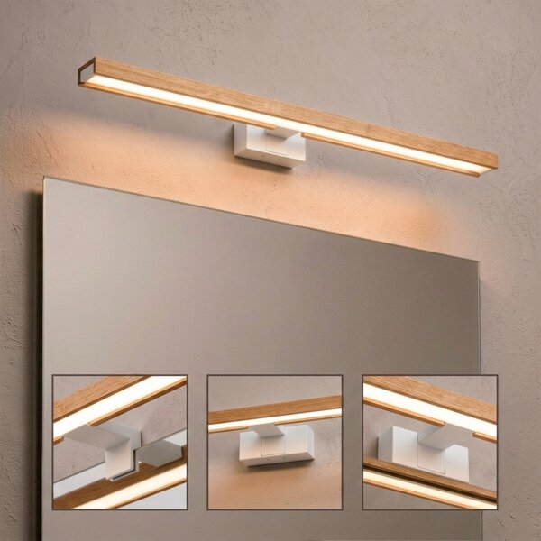 Brilagi - Illuminazione LED per specchio da bagno 3 in 1 WOODY MIRROR LED/15W/230V IP44 bianco/rovere