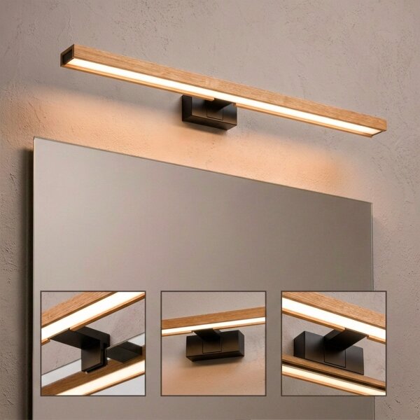 Brilagi - Illuminazione LED per specchio da bagno 3 in 1 WOODY MIRROR LED/15W/230V IP44 nero/rovere