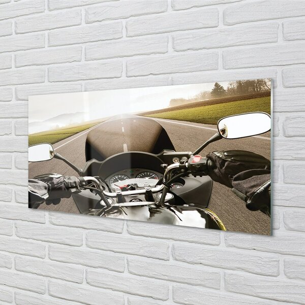 Quadro in vetro Moto strada cielo montagne 100x50 cm 2 appendini