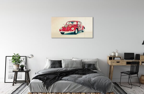 Quadro di vetro Auto a fiori rossi 100x50 cm 2 appendini