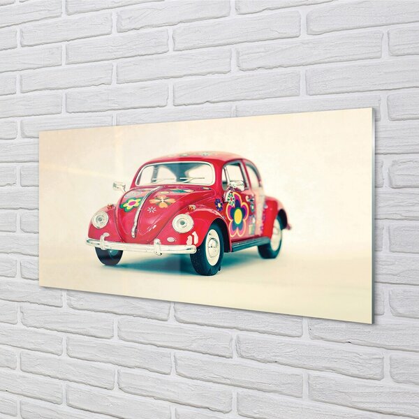 Quadro di vetro Auto a fiori rossi 100x50 cm 2 appendini