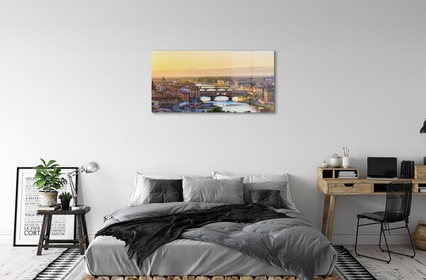 Quadro in vetro Italia panorama dell'alba 100x50 cm 2 appendini
