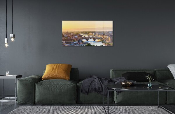 Quadro in vetro Italia panorama dell'alba 100x50 cm 2 appendini