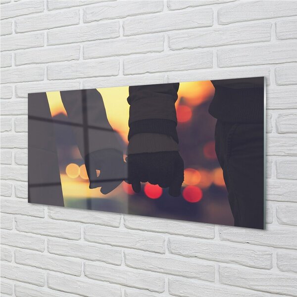 Quadro su vetro Persone mani di luce 100x50 cm 2 appendini