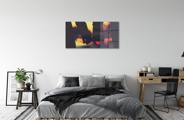 Quadro su vetro Persone mani di luce 100x50 cm 2 appendini