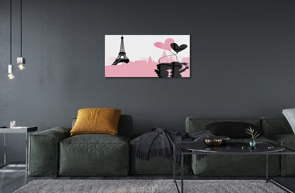Quadro di vetro Torre della città del cuore 100x50 cm 2 appendini