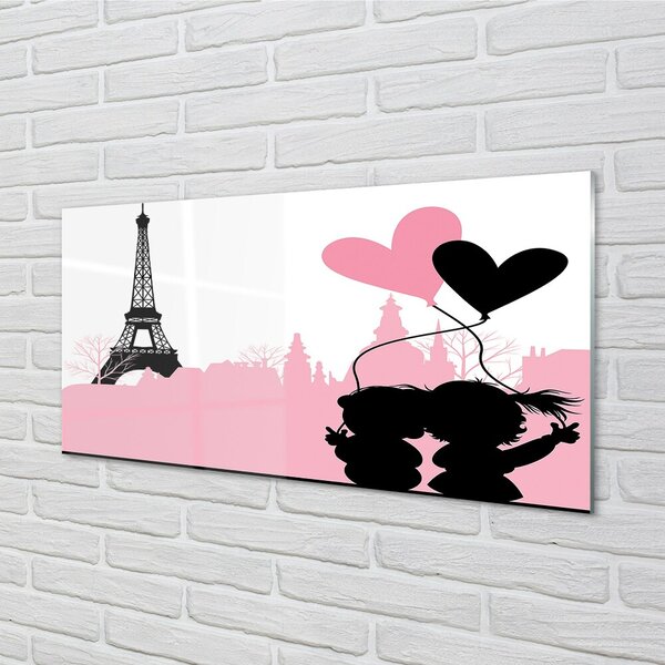 Quadro di vetro Torre della città del cuore 100x50 cm 2 appendini