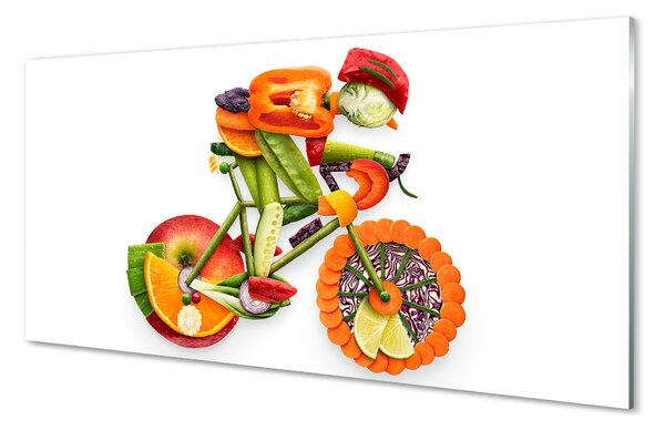Quadro di vetro Un uomo fatto di verdure 100x50 cm 2 appendini