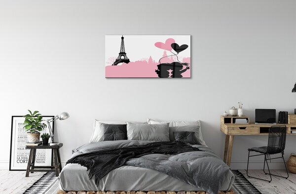 Quadro di vetro Torre della città del cuore 100x50 cm 2 appendini