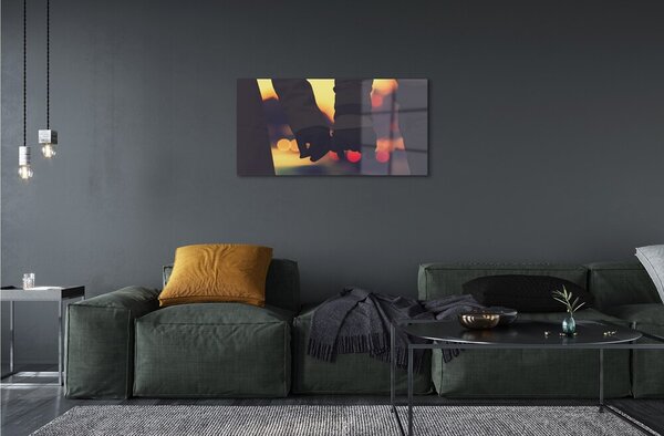 Quadro su vetro Persone mani di luce 100x50 cm 2 appendini