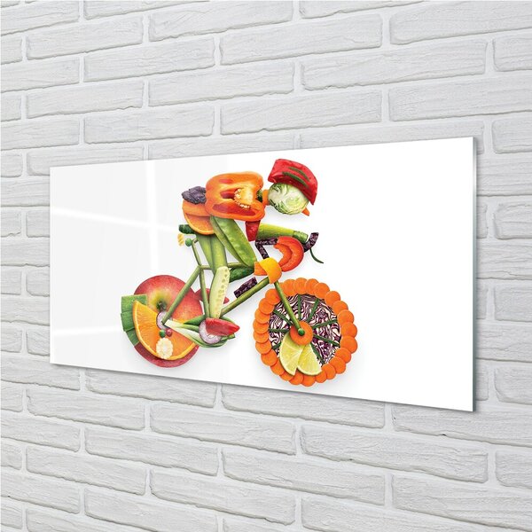 Quadro di vetro Un uomo fatto di verdure 100x50 cm 2 appendini