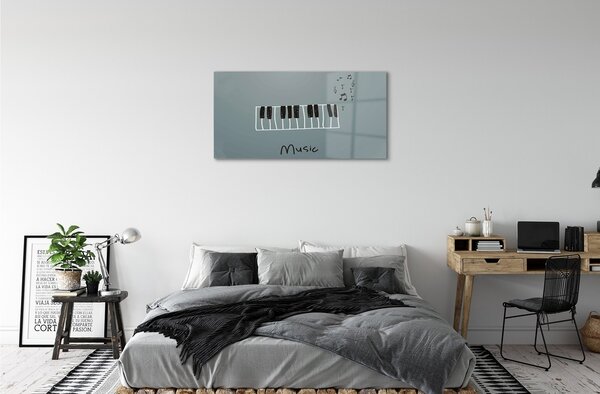 Quadro vetro Note di pianoforte 100x50 cm 2 appendini