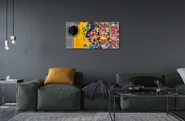 Quadro su vetro Colori della chitarra acustica 100x50 cm 2 appendini
