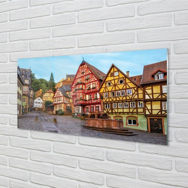Quadro di vetro Germania città vecchia baviera 100x50 cm 2 appendini