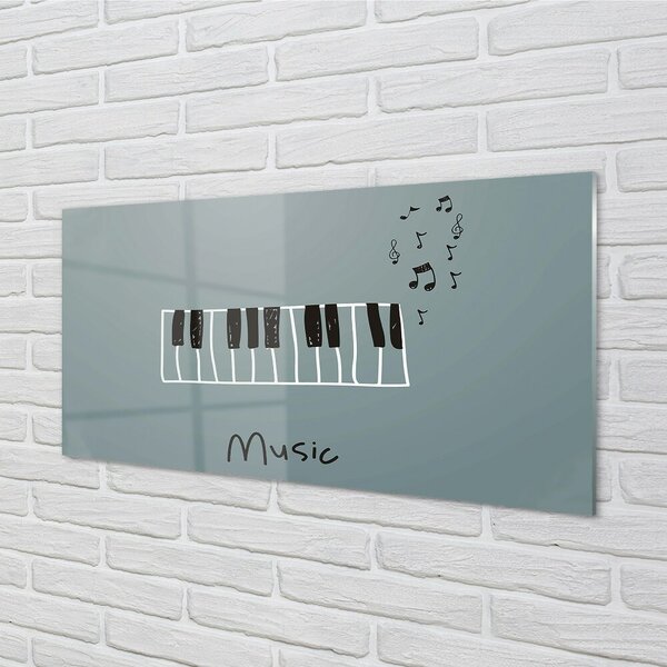 Quadro vetro Note di pianoforte 100x50 cm 2 appendini