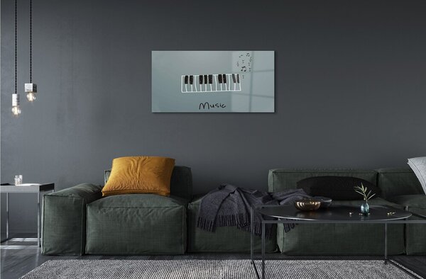 Quadro vetro Note di pianoforte 100x50 cm 2 appendini