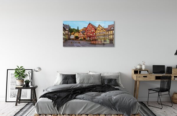 Quadro di vetro Germania città vecchia baviera 100x50 cm 2 appendini