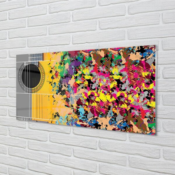 Quadro su vetro Colori della chitarra acustica 100x50 cm 2 appendini