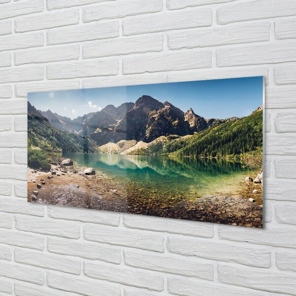 Quadro in vetro Lago di montagna 100x50 cm 2 appendini