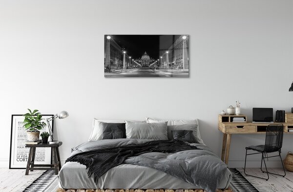 Quadro vetro Strada della cappella di roma 100x50 cm 2 appendini