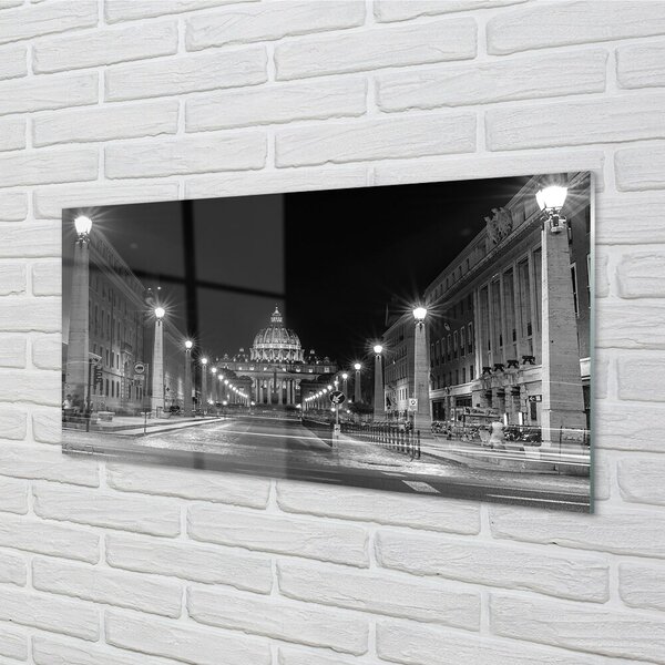 Quadro vetro Strada della cappella di roma 100x50 cm 2 appendini