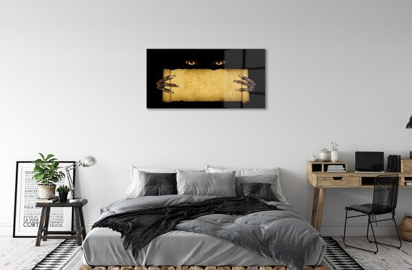 Quadro vetro Scheda occhi dita 100x50 cm 2 appendini