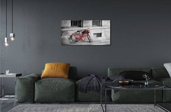 Quadro vetro Bicicletta rossa con cestino 100x50 cm 2 appendini