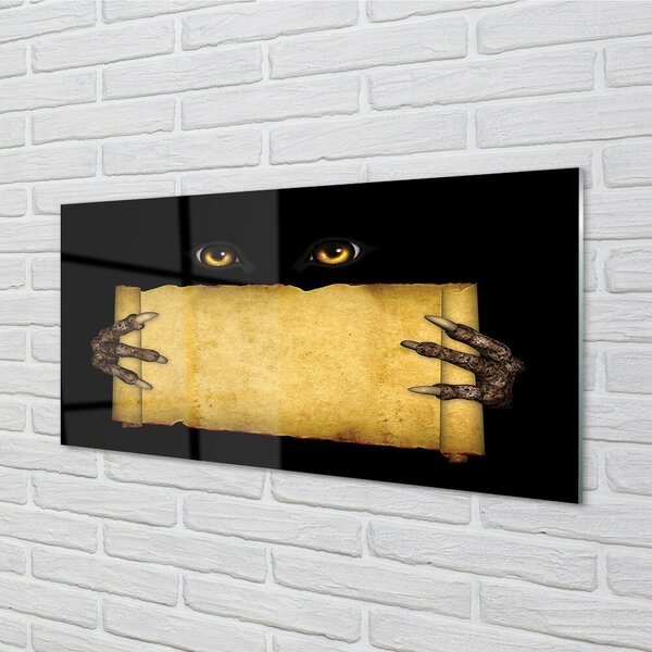 Quadro vetro Scheda occhi dita 100x50 cm 2 appendini