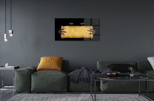 Quadro vetro Scheda occhi dita 100x50 cm 2 appendini