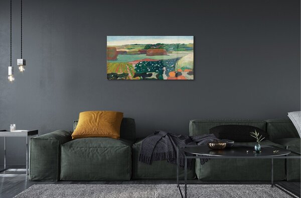 Quadro di vetro Covoni in bretagna - paul gauguin 100x50 cm 2 appendini