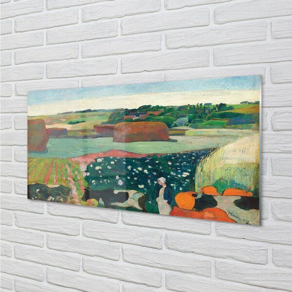 Quadro di vetro Covoni in bretagna - paul gauguin 100x50 cm 2 appendini