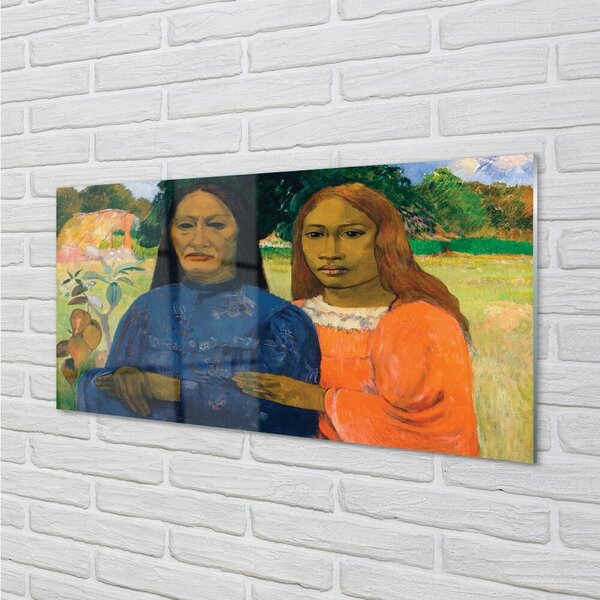 Quadro su vetro Due donne - paul gauguin 100x50 cm 2 appendini