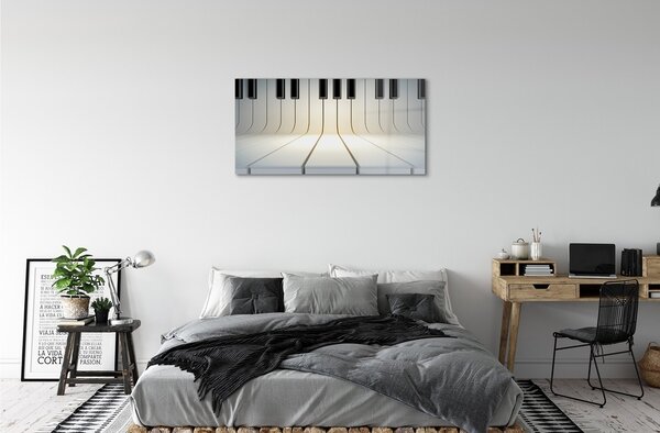 Quadro in vetro Tasti del pianoforte 100x50 cm 2 appendini