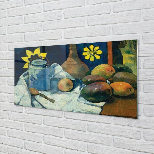 Quadro in vetro Natura morta con teiera e frutta - paul gauguin 100x50 cm 2 appendini